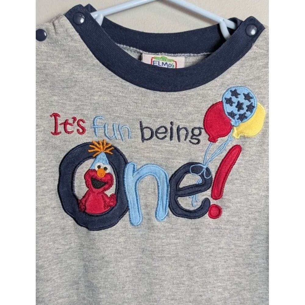 Vintage Y2K Elmo's World "It's Fun Being One" Long Sleeve Romper Birthday 24m